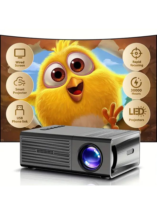 Black Portable Video Projector 1920x1080 Native Resolution 3000 Hours Battery Life USB TV Stick Laptop Support - Image 3